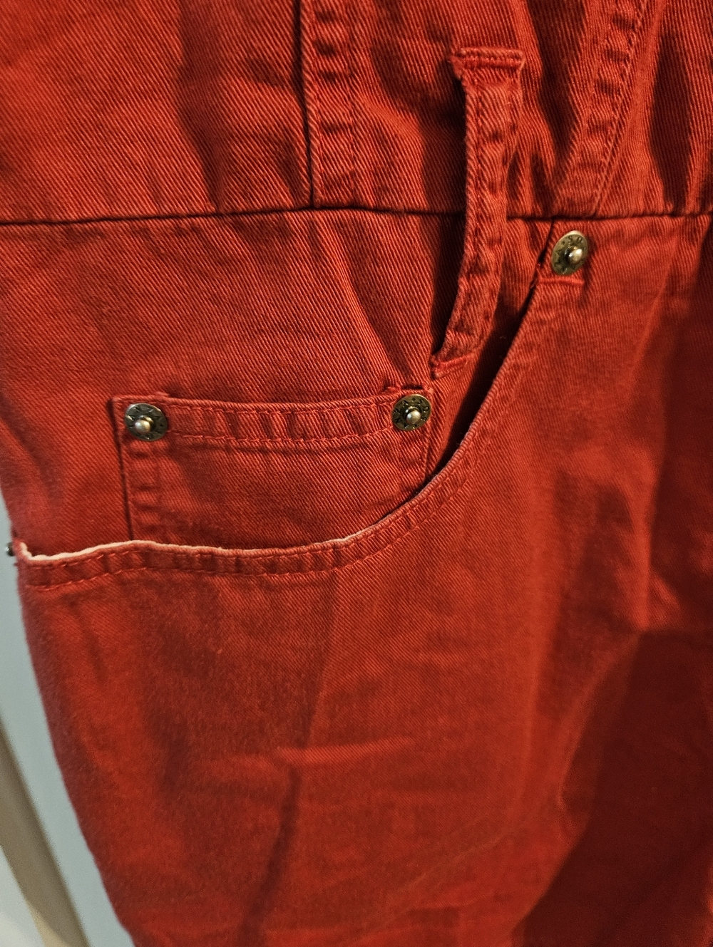 Red Denim Romper Shorts - Natural Choice Sostanza Workwear Style Size Small - Picture 5 of 6
